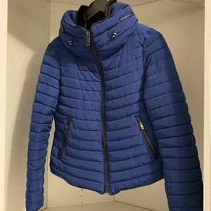 Zara Short Anorak Puffer Jacket in Blue Size S